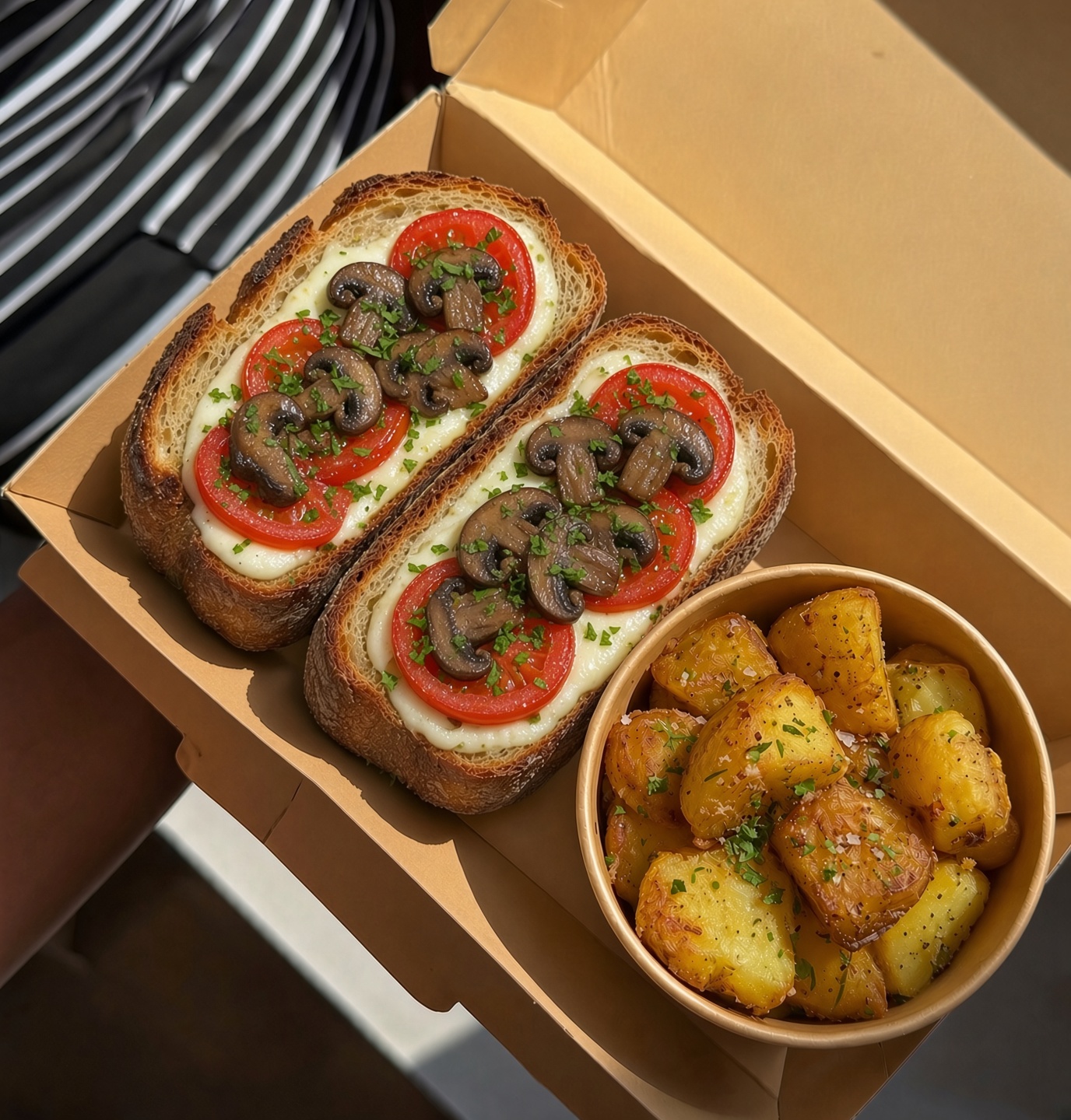 No Lamb on sourdough in a kraft box